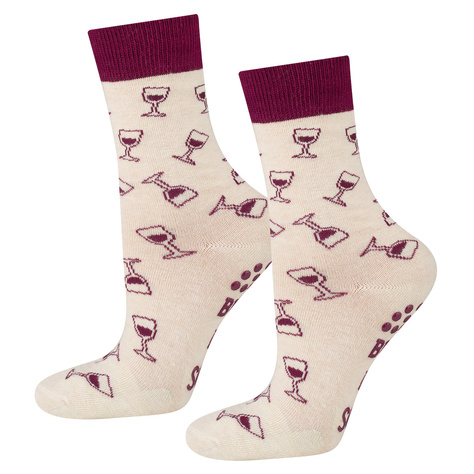 Set of 2x SOXO GOOD STUFF women's socks funny Red and White Wine in a gift bottle