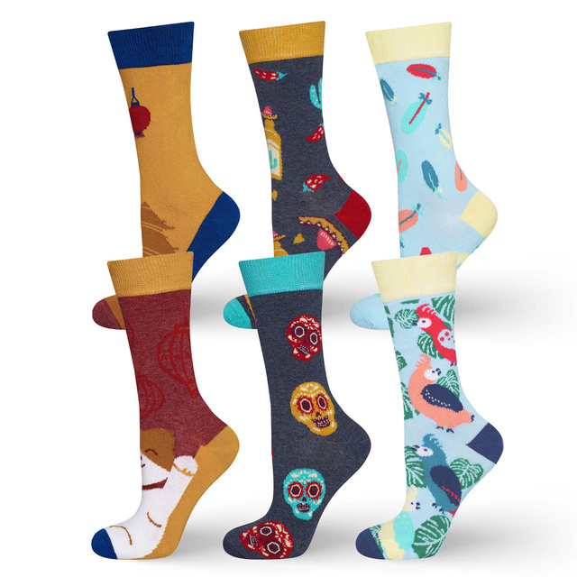 Set of 3x Colorful SOXO women's socks mismatched funny gift