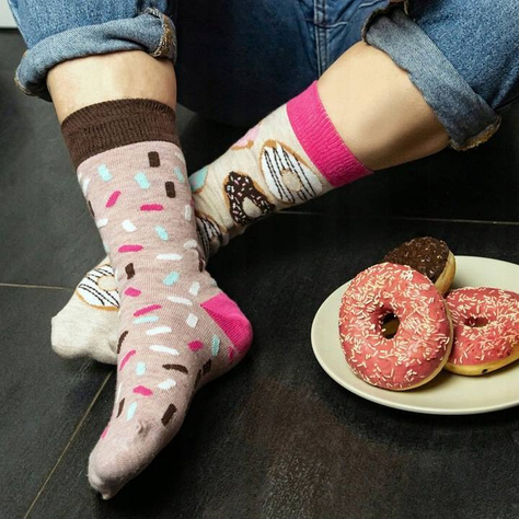 Set of 3x Colorful SOXO women's socks mismatched funny pizza