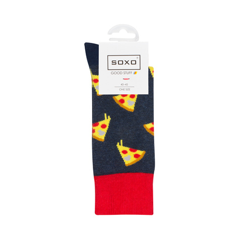 Men's colorful SOXO GOOD STUFF socks funny pizza