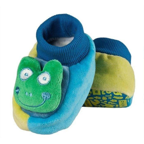 Colorful SOXO blue baby slippers with frog