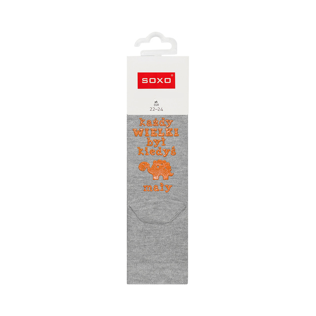 Gray SOXO children's socks with funny Polish inscriptions