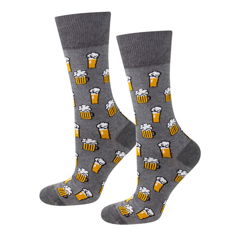 Colorful SOXO GOOD STUFF men's socks with craft beer