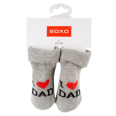 Set of 3x SOXO baby socks navy blue with inscriptions 