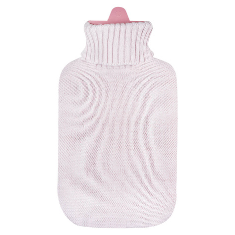 SOXO pink hot water bottle warmer in a sweater