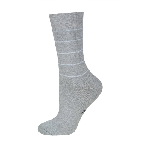 Gray long women's SOXO socks with Polish inscriptions funny terry cotton