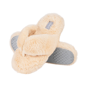 Women's slippers SOXO fur with a hard TPR sole