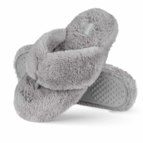 Women's slippers SOXO fur with a hard TPR sole