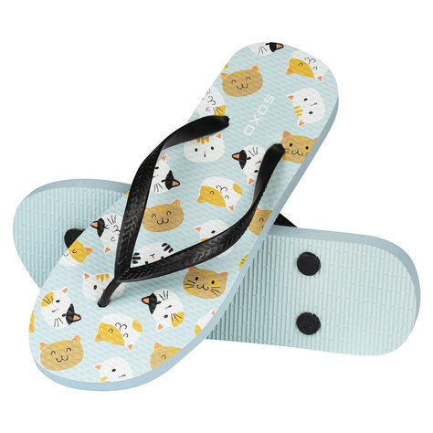 Comfort Women's and Men's Beach Flip-flops SOXO | Happy and Colorful in CATS  | Perfect for Beach Holidays and Swimming Pool