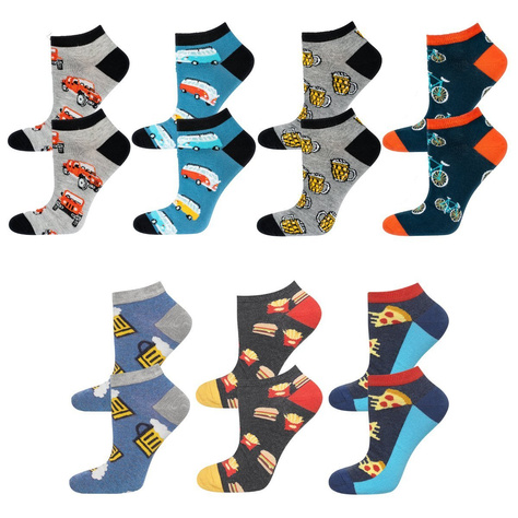 Set of 7x Colorful men's socks SOXO GOOD STUFF pizza