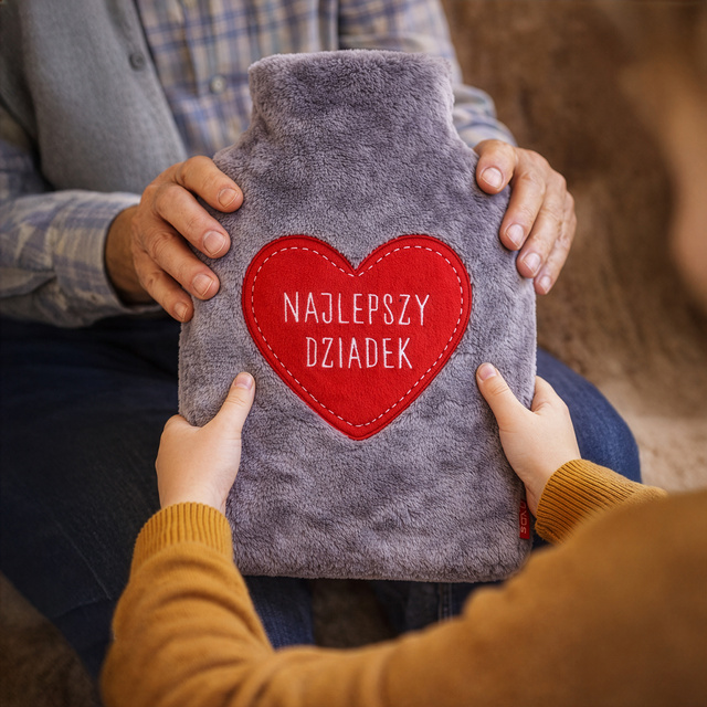 Hot water bottle 1.8L orange SOXO heater in a fur cover plush GIFT