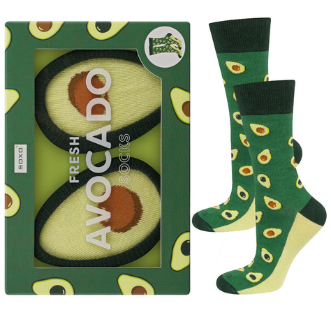 Set of 2x Women's Socks | Men's SOXO | Avocado in box | Rainbow in box | fun socks for Her | for Him Unisex | Perfect for a gift 