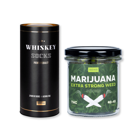 Set of 4x SOXO Men's Socks | Boy's Day | Whiskey in a tube | Marijuana in a jar | as a gift for Him