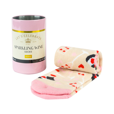 Women's SOXO GOOD STUFF socks with Sparkling Wine  in a bottle