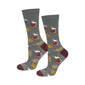 Men's colorful SOXO GOOD STUFF socks funny dark beer roasted in a can with polish inscriptions