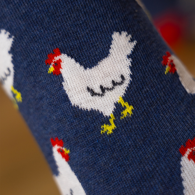 Men's colorful SOXO GOOD STUFF socks funny chickens