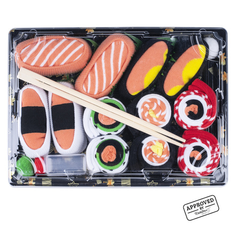 Set 6x Colorful woman's men's SOXO socks Sushi in a box 