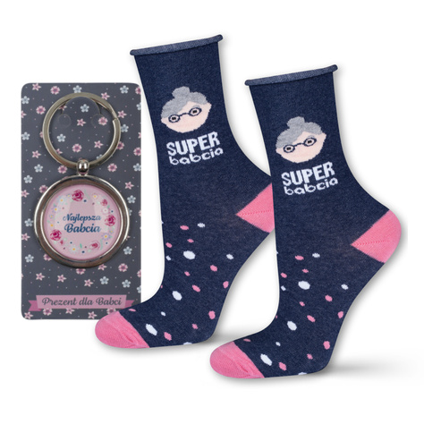 A set of keychains and colorful socks with inscriptions for Grandma | A gift for Grandma