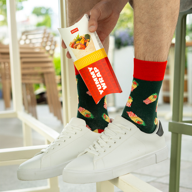 Set of 2x Colorful SOXO men's socks | kebab in a box | funny gift for a man | colors