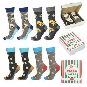 Set of 4x SOXO GOOD STUFF men's socks in a pizza box