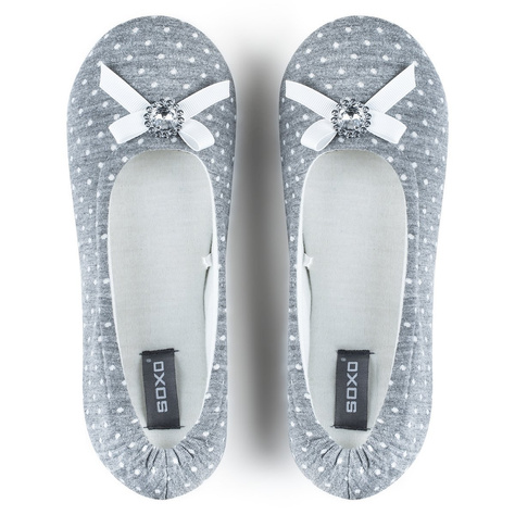 Gray SOXO gray women's slippers with a cotton diamond with a hard TPR sole