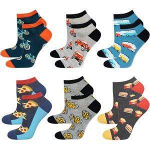 Set of 6x Colorful men's socks SOXO GOOD STUFF pizza