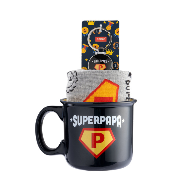 Zestaw Skarpetki Super Papa + Kubek + Brelok