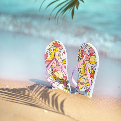 Comfort Women's and Men's Beach Flip-flops SOXO | Happy and colorful fruit | Perfect for Beach Holidays and Swimming Pool