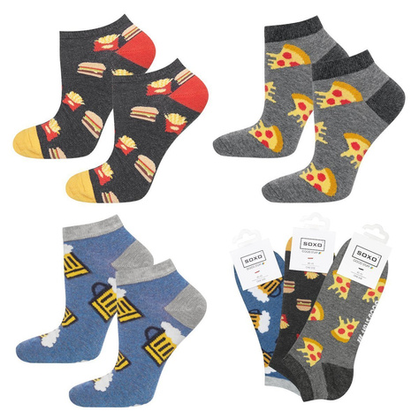 Set of 3x Colorful men's socks SOXO GOOD STUFF pizza gift