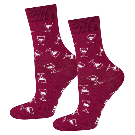 Set of 2x SOXO GOOD STUFF women's socks funny Red and White Wine in a gift bottle