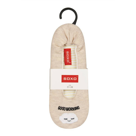 Women's beige SOXO ballerina slippers with inscriptions and a soft sole