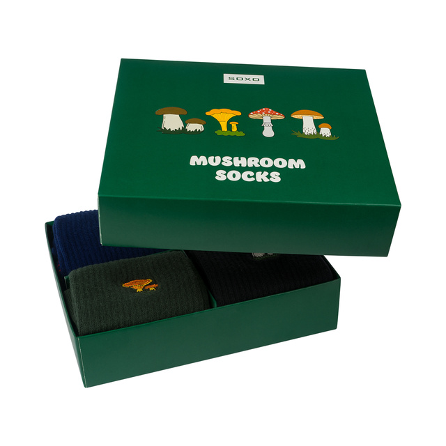 Set of 4x SOXO men's mushroom socks in a pack premium edition
