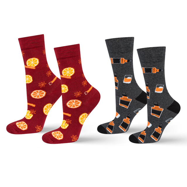 Set of 2x Colorful SOXO GOOD STUFF men's socks Tequila and vodka in a funny cotton bottle