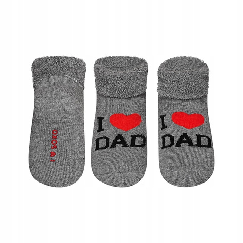 Skarpetki niemowlęce szare SOXO z napisami | I love dad