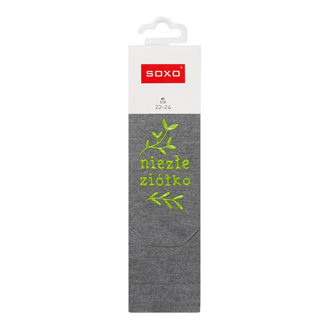 Grey Children's socks SOXO with Polish inscriptions