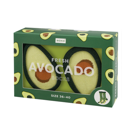 Women's Socks | Men's SOXO | Avocado in a Box | fun gift idea | fun socks for Her | for Him Unisex