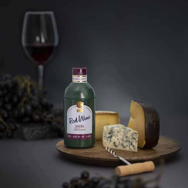 Red Wine Socks in a Bottle