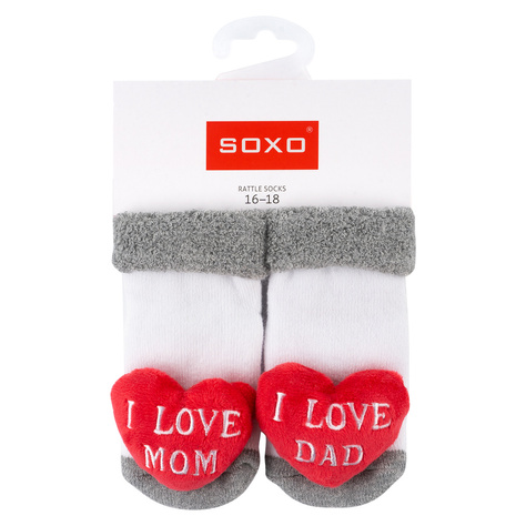 Set 2x Colorful SOXO baby socks with a rattle and ABS