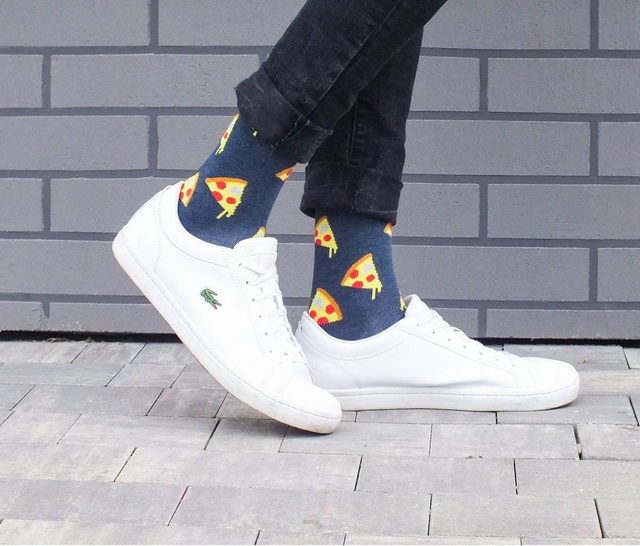 Men's colorful SOXO GOOD STUFF socks funny pizza