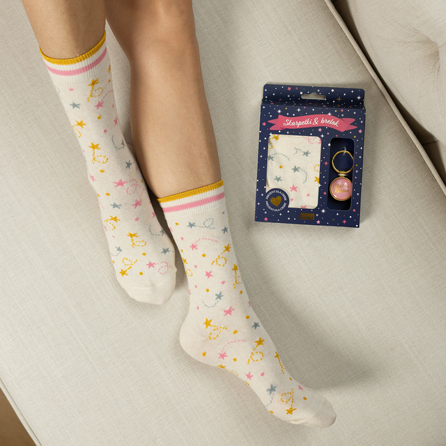 Zestaw Skarpetki + Brelok Kobieta Rakieta