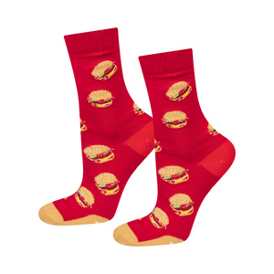 Women's Socks | Men's SOXO | Hamburger in a box | cheerful gift idea | funny socks for her | for Him Unisex