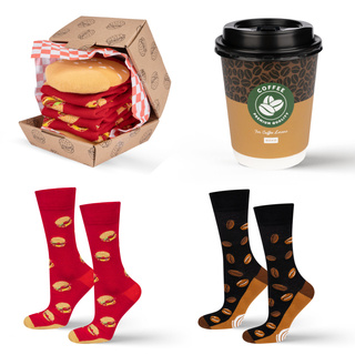 Coffee in a Cup and Hamburger Socks 2-Pack