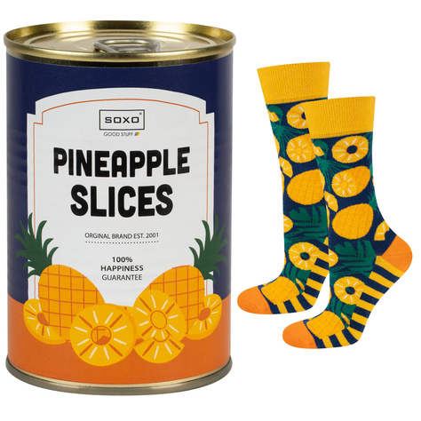 Set of 2x Women's Socks | Men's SOXO | Canned Pineapple | Boxed Avocado | Fun Socks for Her | Unisex for Him