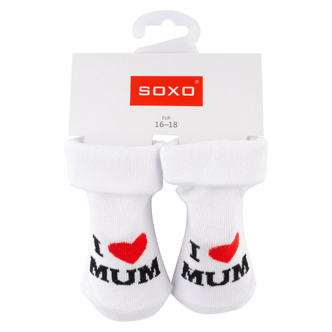 Set of 2x SOXO baby socks navy blue with inscriptions 