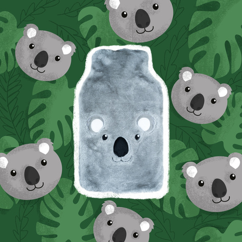 Gray hot water bottle SOXO koala heater