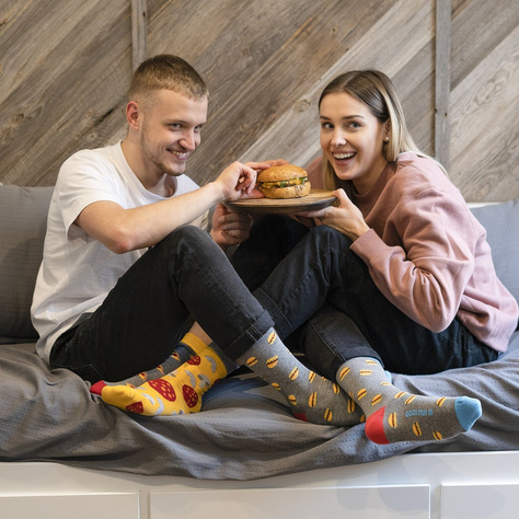 Set of 4x Colorful SOXO GOOD STUFF men's socks funny Pizza