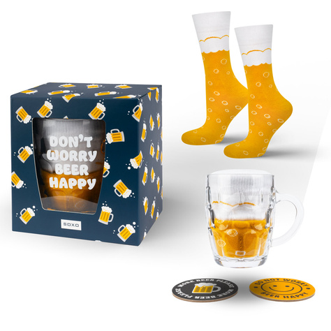 Set of men's socks SOXO in a beer mug with pads