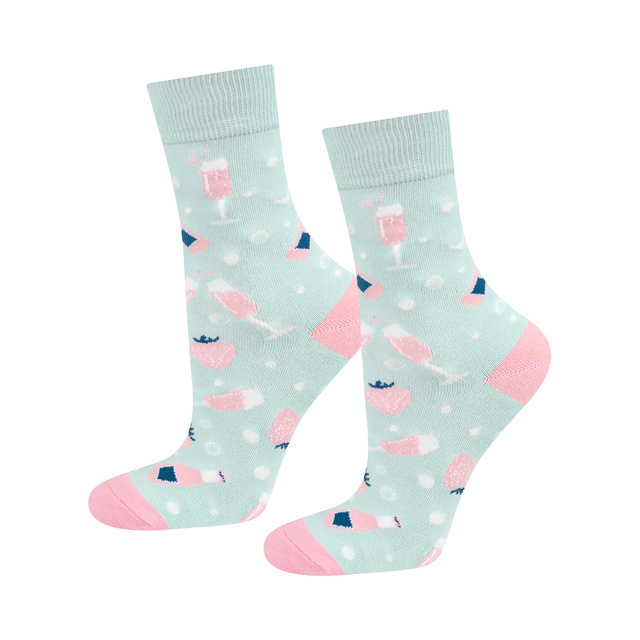 Set of 2x SOXO women's socks cheerful Prosecco in a bottle a gift for her