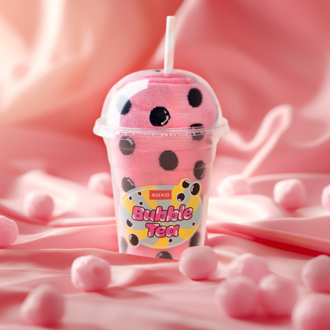 Skarpetki męskie damskie Soxo różowe Bubble Tea - 2 Pary