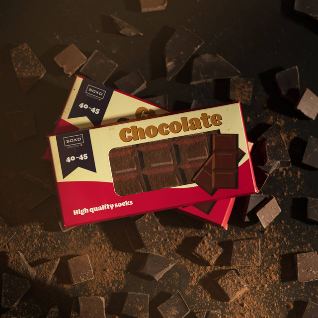 Set of 2x Colorful SOXO women's socks Hamburger in a box and chocolate